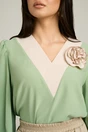 Bluza Dy Fashion verde fistic cu decolteu in V si detaliu la bust