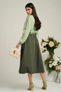 Bluza Dy Fashion verde fistic din voal plin cu maneci crapate si fundite