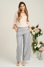 Bluza eleganta din satin bej cu volane la maneci
