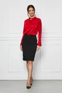 Bluza eleganta din satin rosie cu perle la guler