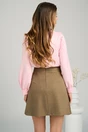 Bluza eleganta din satin roz cu perle si pliuri pe umar