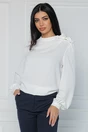 Bluza eleganta din triplu voal alba cu floare pe umar