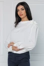 Bluza eleganta din triplu voal alba cu floare pe umar