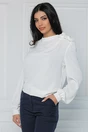 Bluza eleganta din triplu voal alba cu floare pe umar