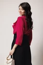 Bluza eleganta din viscoza fucsia cu volan si brosa