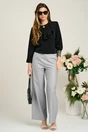 Bluza eleganta din viscoza neagra cu volan si brosa, 4, dyfashion.ro