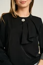 Bluza eleganta din viscoza neagra cu volan si brosa, 3, dyfashion.ro