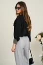 Bluza eleganta din viscoza neagra cu volan si brosa, 2, dyfashion.ro