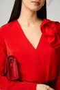 Bluza eleganta din voal rosie cu floare maxi pe bust