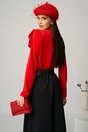 Bluza eleganta din voal rosie cu floare maxi pe bust