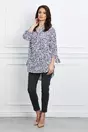 Bluza Fabia alba lunga cu imprimeu bleumarin