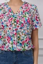 Bluza Gina alba cu imprimeuri colorate
