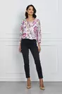 Bluza Isabela alba cu flori magenta si galbene