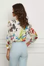 Bluza Isabela alba cu imprimeu floral colorat