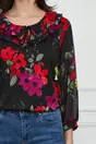 Bluza Isabela neagra cu imprimeu floral colorat