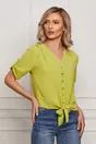Bluza Izza verde crud cu nasturi decorativi