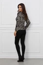 Bluza Janina neagra cu bej si catarama in talie