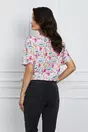 Bluza Juliana alba cu imprimeuri florale pastelate