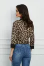 Bluza La Donna satinata cu animal print si esarfa neagra
