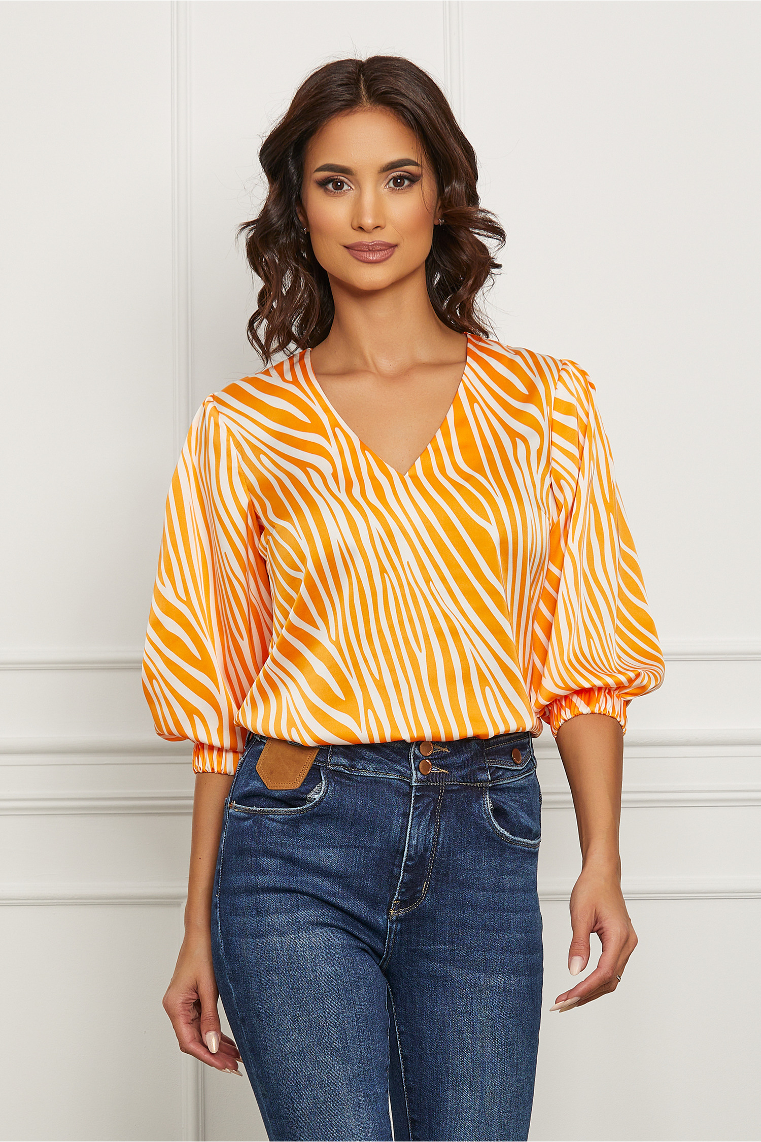 Bluza cu zebra print orange - Cumpar-online.ro