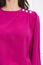 Bluza LaDonna magenta cu nasturi perlati si pliuri pe un umar