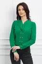 Bluza LaDonna verde din voal cu nasturi perlati