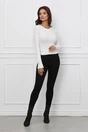 Bluza Maya alba scurta din tricot reiat
