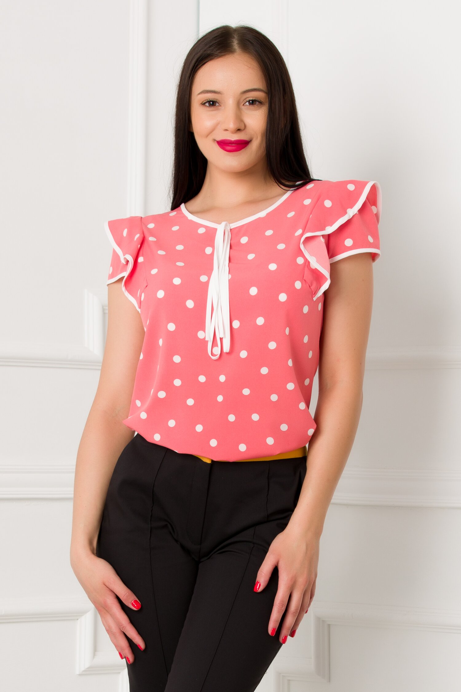Bluza mbg corai cu buline albe