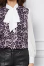 Bluza MBG lila cu animal print si maneci albe