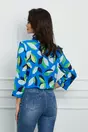 Bluza Miruna albastra cu imprimeu frunze