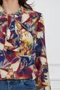 Bluza Miruna bleumarin cu imprimeu exotic galben