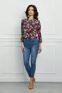 Bluza Miruna bleumarin cu imprimeu geometric multicolor