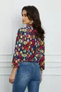 Bluza Miruna bleumarin cu imprimeu geometric multicolor