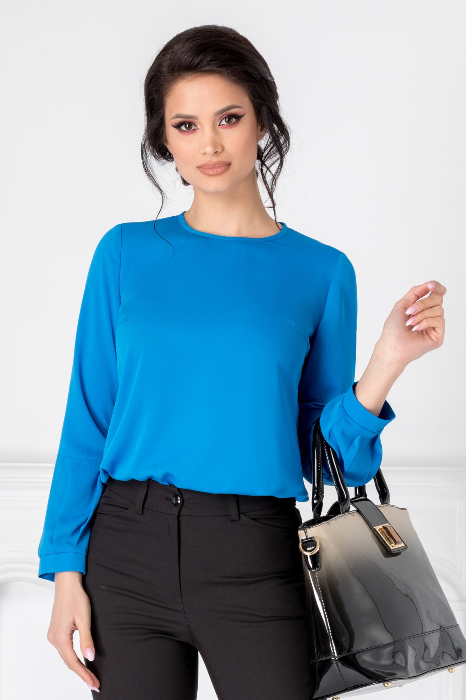 Bluza Moze albastra cu mansete speciale