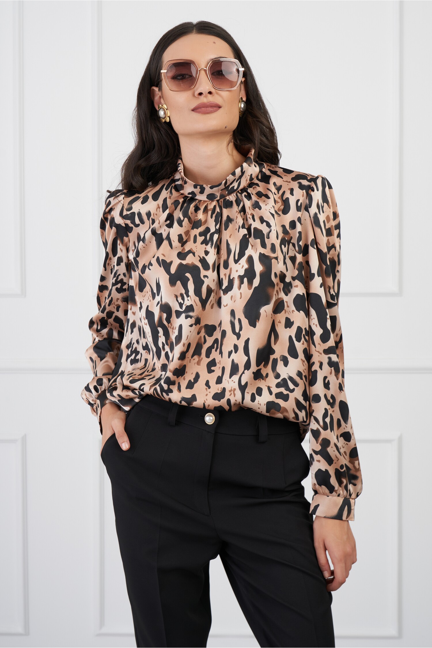 Bluza Moze cu animal print bej