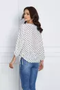 Bluza Nadia bej cu buline bleumarin si imprimeuri discrete aurii