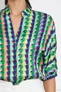 Bluza Noella verde cu imprimeuri geometrice