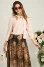 Bluza office din viscoza bej cu funda la guler, 1, dyfashion.ro