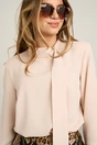 Bluza office din viscoza bej cu funda la guler, 3, dyfashion.ro