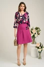 Bluza office din viscoza magenta cu imprimeuri bej