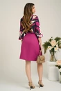 Bluza office din viscoza magenta cu imprimeuri bej