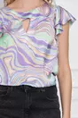 Bluza Primona lila cu imprimeuri verzi