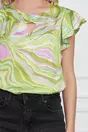 Bluza Primona verde lime cu imprimeuri lila