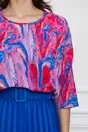 Bluza Roxana fuchsia cu imprimeu albastru paint