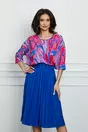 Bluza Roxana fuchsia cu imprimeu albastru paint