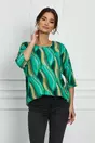 Bluza Roxana verde cu imprimeu galben