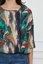 Bluza Roxana verde cu imprimeu multicolor paint