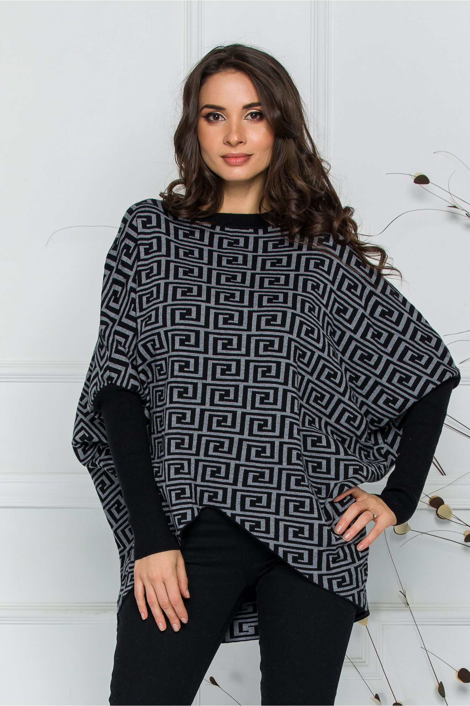 Bluza Rux gri cu imprimeu labirint