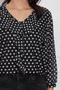 Bluza Sabrina neagra cu buline albe si volan