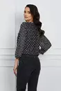 Bluza Sabrina neagra cu buline albe si volan